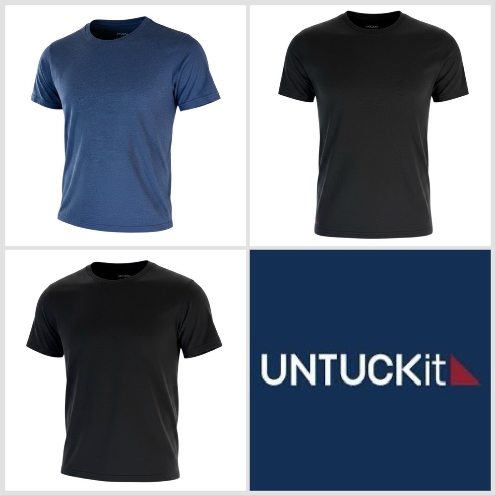 UNTUCKit Mens Saxum Crewneck T-Shirt 3 Pack Black Blue 30088 Small